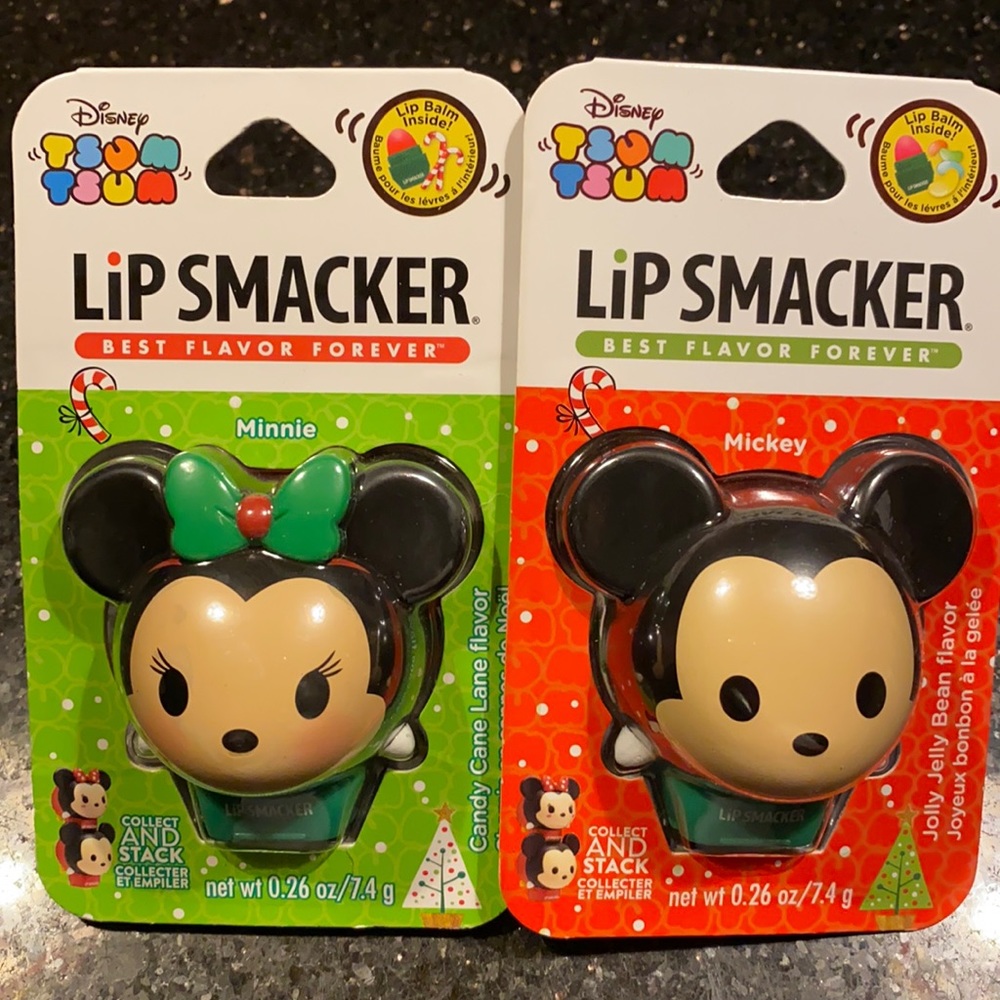 Christmas Mickey and Minnie TSUM TSUM Lip smackers. Set of 2